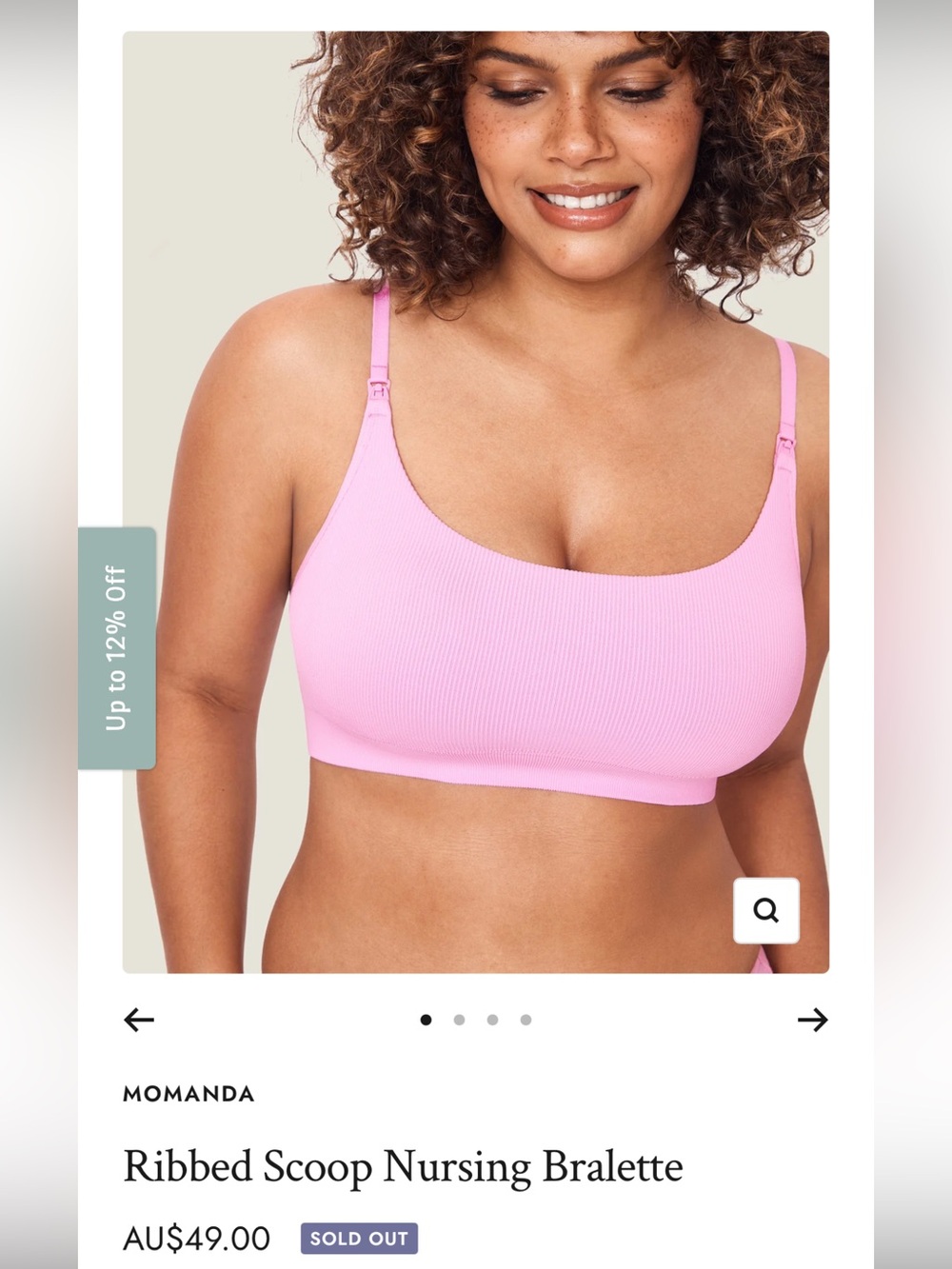 Momanda XXL Ribbed Scoop Nursing Bralette Pink